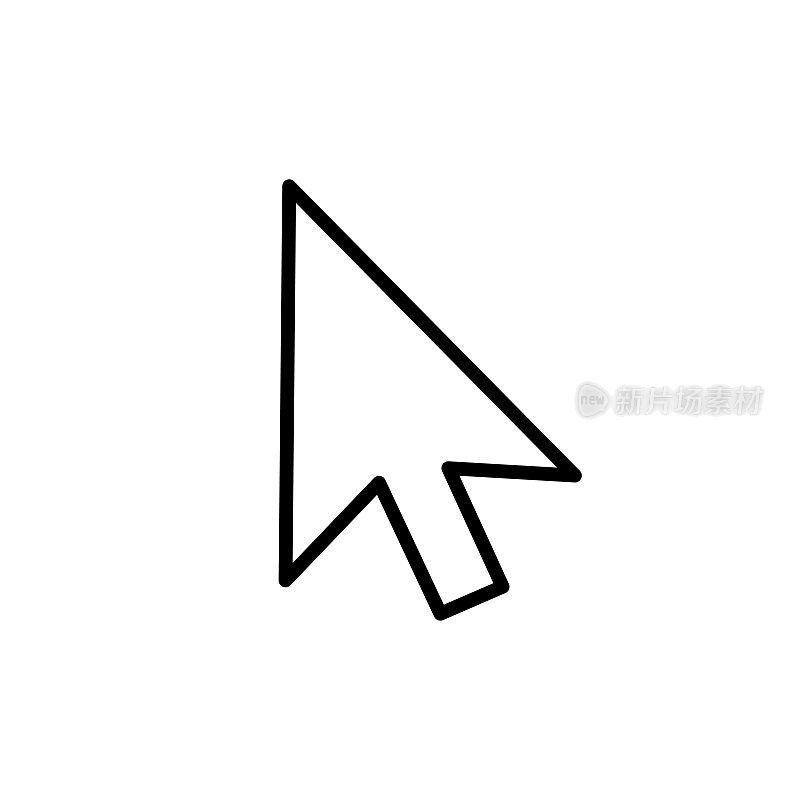 Arrow Cursor Line Icon - Flat Vector Illustration. Isolated on White Backgound